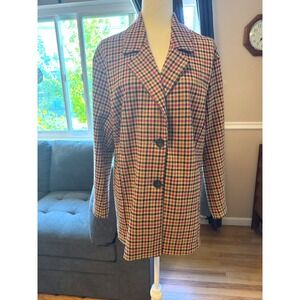 Avec Les‎ Filles Plaid Knit Longline Blazer Size Large